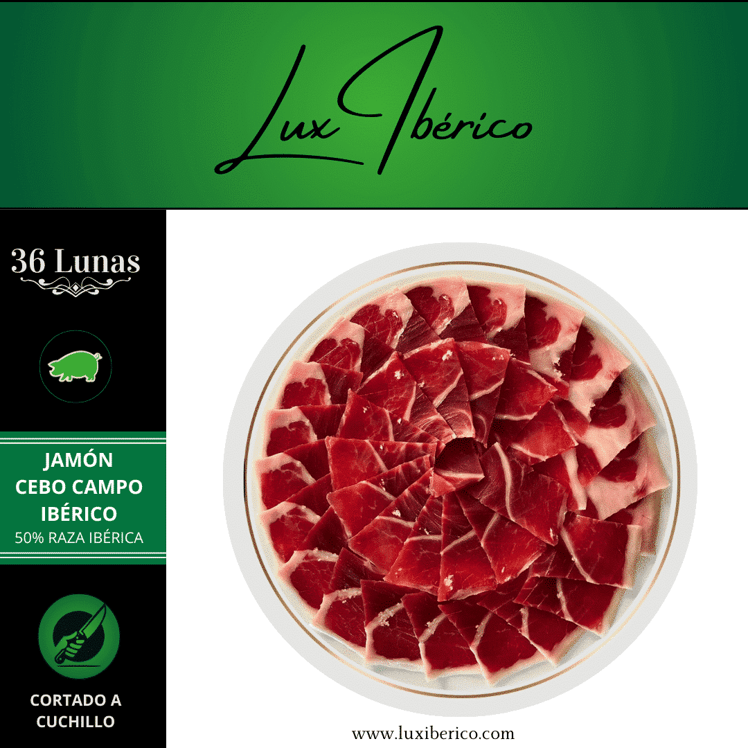 Jamón 36 Lunas - 50% Raza Ibérico de Cebo Campo (90g)